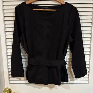Banana Republic Black Faux Suede Top NWT Size L